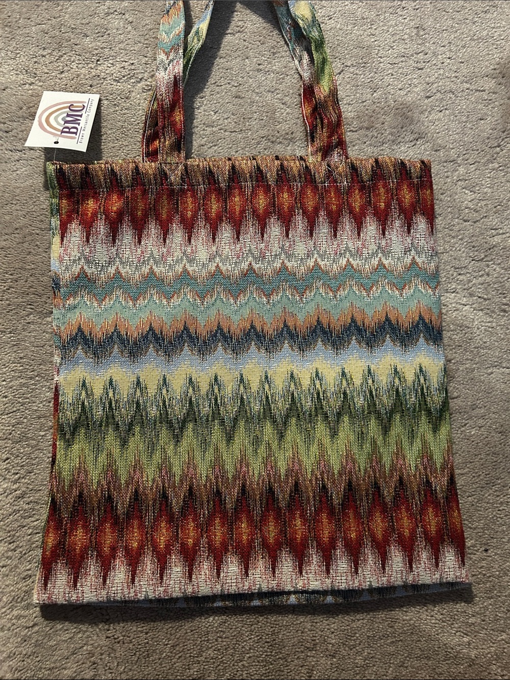 De La Mur Multicolor Zigzag Tote Bag Made in Spain NWT - Picture 5 of 10